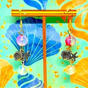 Handmade Sterling Silver Nautical Sea Shell & Starfish Earrings!